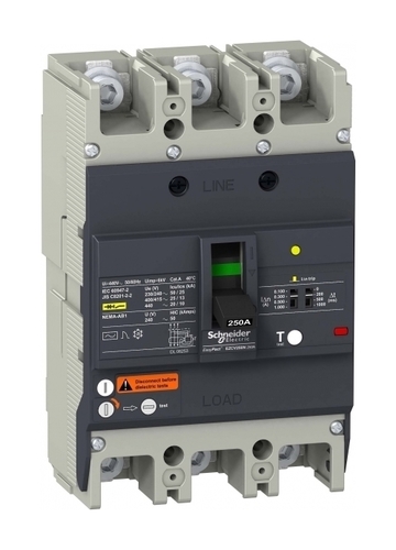 Силовой автомат Schneider Electric Easypact EZC 250, TM-D c диф защитой, 25кА, 3P, 63А